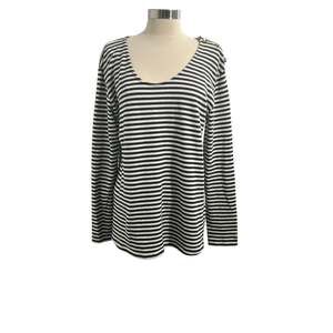 Hublot Nautical Marine Wear Striped Navy/White Gold Buttons Top Women's Large